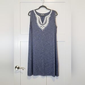 Max Studio Sleeveless Midi Shift Dress Crocheted V Neck Blue White Size …